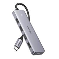 Ugreen Hub Adapter 4-in-1 USB-C naar 4× USB 3.0 + USB-C Grijs