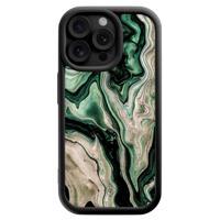 iPhone 15 Pro Max zwarte case - Green waves