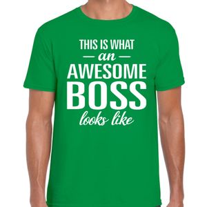 Awesome Boss tekst t-shirt groen heren