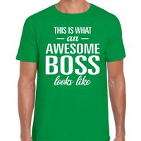 Awesome Boss tekst t-shirt groen heren