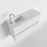 Toiletmeubel Mondiaz Ada | 80 cm | Meubelkleur Talc | Lex wastafel Talc Links | 1 kraangat
