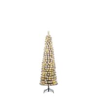 Kunstkerstboom Charlton pilar groen frosted H155 x dia. 48 cm met 90 LED warm wit - Black box