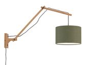 GOOD&MOJO Wandlamp 'Andes' Large, Bamboe en Eco linnen, kleur Groen/Naturel