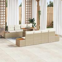 9-delige tuinset met kussens in beige poly rattan