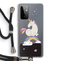 Regenboog eenhoorn: Samsung Galaxy A72 5G Transparant Hoesje met koord
