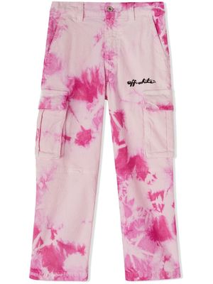 Off-White Kids pantalon cargo à imprimé tie-dye - Rose