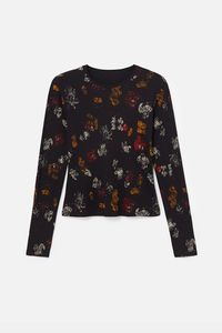 Viscose slim fit T-shirt met print - BLACK - XL