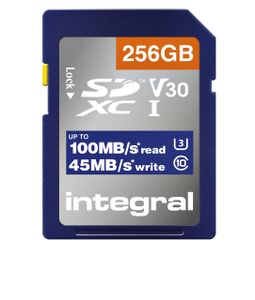 Integral INSDX256G-100V30 256GB SD CARD SDXC UHS-1 U3 CL10 V30 UP TO 100MBS READ 45MBS WRITE UHS-I