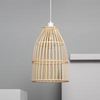 Hanglamp gevlochten rotan 'Zuni' e27 fitting bruin wit hanglamp