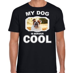 Britse bulldog honden t-shirt my dog is serious cool zwart voor heren