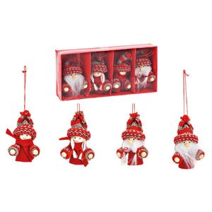 12x stuks kunststof kersthangers kerstpoppetjes/kerstmannetjes 8 cm kerstornamenten