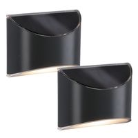 Solar wandlamp Quinn RVS zwart op zonne energie 2 stuks