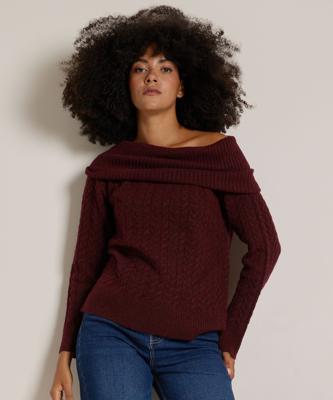 jacquard trui off-shoulder