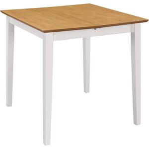 The Living Store Eettafel Verlengbaar - Wit/Bruin - (80-120) x 80 x 74 cm - Massief rubberwooden MDF tafelblad