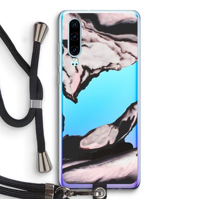 Roze stroom: Huawei P30 Transparant Hoesje met koord