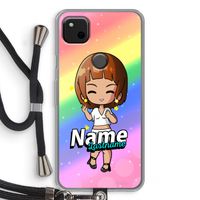 Chibi Maker vrouw: Pixel 4a Transparant Hoesje met koord