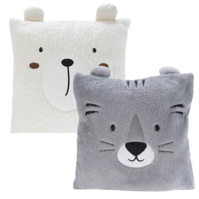 Dieren sierkussens - kinderkamer - grijs / wit - 43 cm - 2 stuks Dieren sierkussens - kinderkamer - grijs / wit - 43 cm - 2 stuks