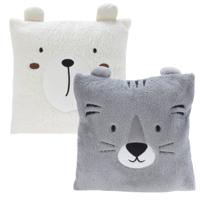 Dieren sierkussens - kinderkamer - grijs / wit - 43 cm - 2 stuks