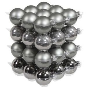 36x Glazen kerstballen mat en glans titanium grijs 6 cm   -