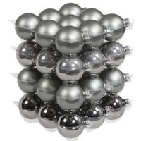 36x Glazen kerstballen mat en glans titanium grijs 6 cm   - - thumbnail