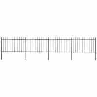 Tuinhek met speerpunt staal 714,5x120 cm zwart