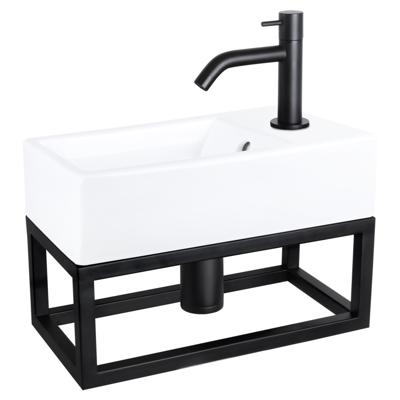 Differnz Force fonteinset keramiek - kraan gebogen - met handdoekrek - 40 x 22 x 11.5 cm - mat zwart