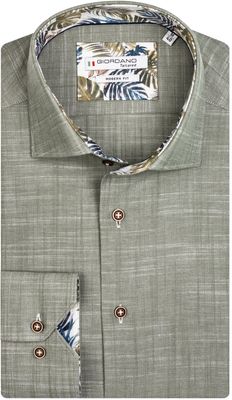 Giordano Heren Overhemd Groen Palm Contrast Boord Cutaway Modern Fit Giordano Heren Overhemd Groen Palm Contrast Boord Cutaway Modern Fit
