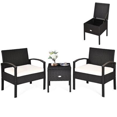 3-Delige Tuinmeubelset Balkonmeubels met Kussens Polyrotan Balkonset met 2 Stoelen en Tafel Rotan Meubels voor Balkon Tuin Veranda