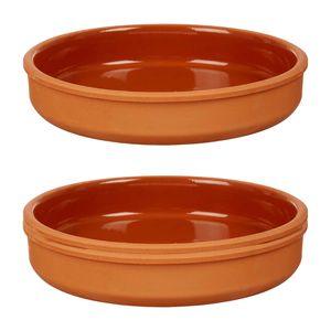 2x stuks tapas/hapjes serveren/oven schaal terracotta/bruin 23 x 4 cm