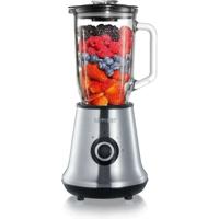 SEVERIN SM3734 Blender, verwijderbare glazen container van 1 liter, 2 snelheden + pulsfunctie, 22.000 tpm, kabelopslag, roestvrij staal / zwart