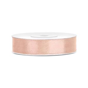 1x Hobby/decoratie perzik roze satijnen sierlinten 1,2 cm/12 mm x 25 meter   -