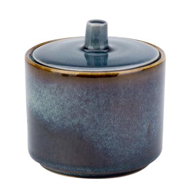 Suikerpot Quintana - porselein - blauw - 8 x 8 cm - luxe uitvoering - 300 ml