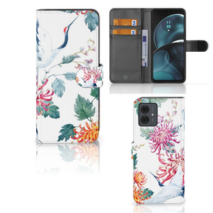 Motorola Moto G14 Telefoonhoesje met Pasjes Bird Flowers