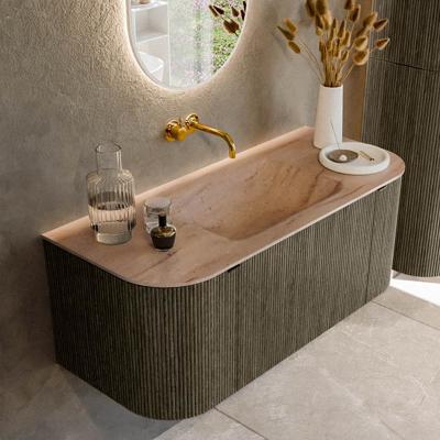 Badmeubel Mondiaz Kurve-Dlux | 110 cm | Meubelkleur Shadow | Wastafelkleur Saba | Solid surface | Wasbak midden spoelbak | Zonder kraangat(en)