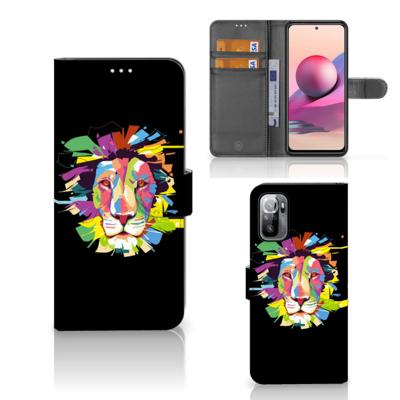 Xiaomi Redmi Note 10/10T 5G | Poco M3 Pro Leuk Hoesje Lion Color | Portemonnee hoesje Xiaomi Redmi Note 10/10T 5G | Poco M3 Pro Leuk Hoesje Lion Color | Portemonnee hoesje