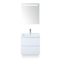 Vogue Badmeubelset 60 cm - Greeplijst in kleur - Wit Hoogglans - Keramische Wastafel Wit 1 kraangat - met Sence Spiegel