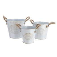 Plantenbakkenset Decoris Wit Metaal Touw Met handvatten (3 Onderdelen)