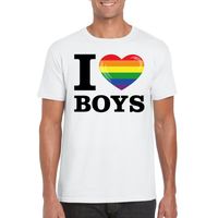 I love boys regenboog t-shirt wit heren