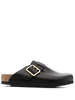 Birkenstock chaussures en cuir à design à enfiler - Noir