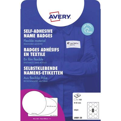Avery-Zweckform J4881-20 Naamplaatje Kennzeichnungsetiketten (b x h) 65 mm x 65 mm 160 stuk(s)