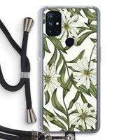 Wit bloemenpatroon: OnePlus Nord N10 5G Transparant Hoesje met koord Wit bloemenpatroon: OnePlus Nord N10 5G Transparant Hoesje met koord
