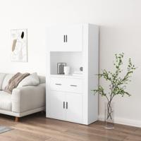 Hoge kast bewerkt hout wit