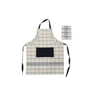 Schort met Buidelzak DKD Home Decor 70 x 1 x 85 cm Zwart Beige Blauw Katoen