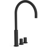 Wastafelkraan Tres Study | Opbouw | Draaibare uitloop | Mengkraan | Hoog model | 2-knops | Rond | Zwart mat