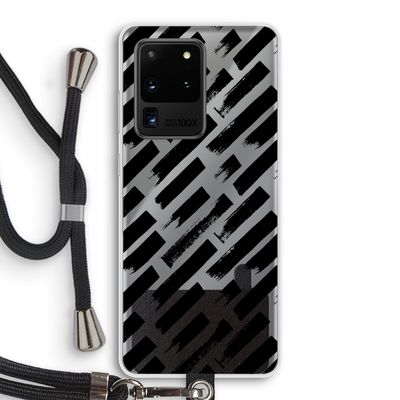 Zwarte vegen: Samsung Galaxy S20 Ultra Transparant Hoesje met koord