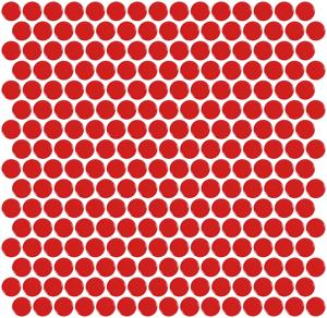 Mozaïek tegels Penny Rood Glans 31,5x29,1 - Rond Wand en vloer Geglazuurde porseleinen steengoed