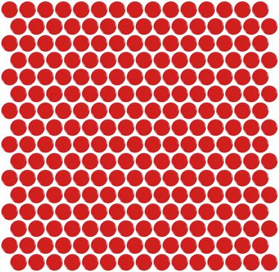 Mozaïek tegels Penny Rood Glans 31,5x29,1 - Rond Wand en vloer Geglazuurde porseleinen steengoed