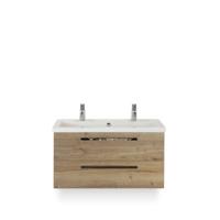 Seville Badmeubelset 100 cm - Natuur Eiken - Wastafel Djazz 2 kraangaten