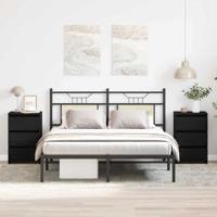 Nachtkastje 2 pcs Zwart eiken 40 x 35 x 62.5 cm Bewerkt hout