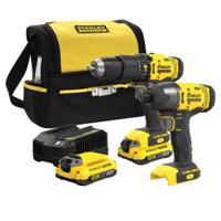 Stanley FATMAX SFMCK461D2S V20 Combo Kit | 18V Accu Schroefklopboormachine + Accu Slagschroevendraaier | 2 Accu&apos;s + Lader | In Softbag -